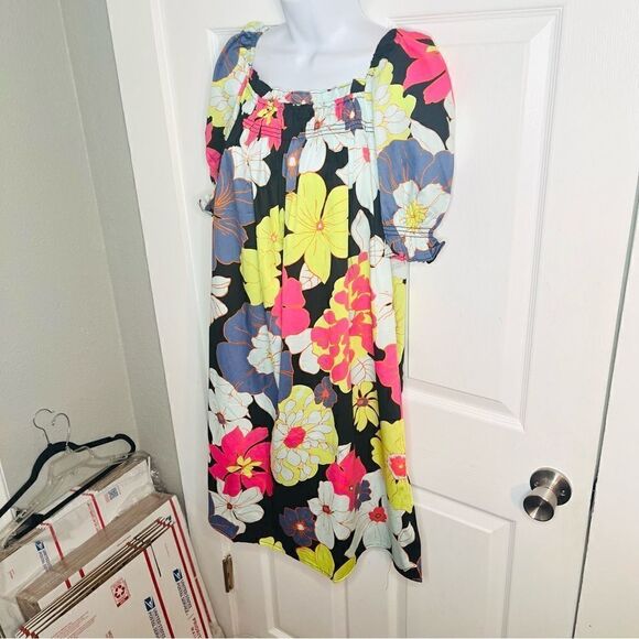 Modcloth Casual Breezy Daytime Mood Babydoll Dress Black Honolulu Floral M NWOT - Picture 9 of 13